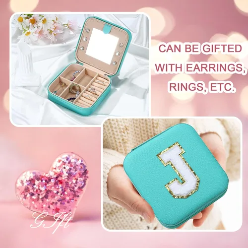 Vista 7 de Parima Joyero grande para niñas, joyero con inicial de viaje para niñas Caja organizadora de joyas grande Joyero de viaje organizador de joyero