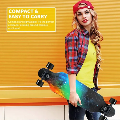 Vista 7 de 31" Longboard 7 capas Skateboard Pro Complete Cruiser para crucero, tallado, estilo libre y cuesta abajo con T-Tool