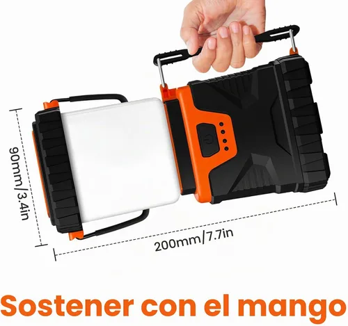 Vista 8 de Linterna LED para campamento, recargable, 1000 lúmenes, portátil con 5 modos de luz, IP44 impermeable 4400 mAh, linterna para tienda de campaña