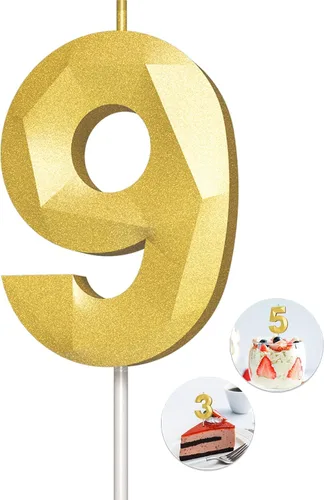 Vista 56 de Velas de cumpleaños con números (0 velas negras), forma de diamante 3D, decoración de pastel de feliz cumpleaños para niños y hombres, cumpleaños