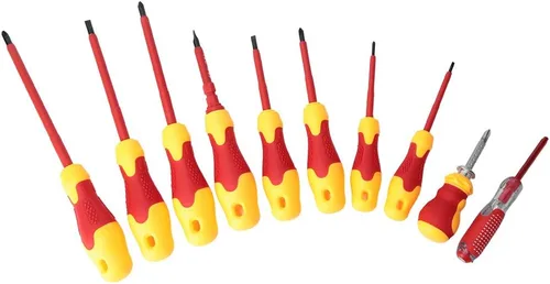Vista 4 de Jeanoko Juego de destornilladores eléctricos aislados multifuncionales de 1000 V, 10 Uds. con ranura para destornilladores, herramientas