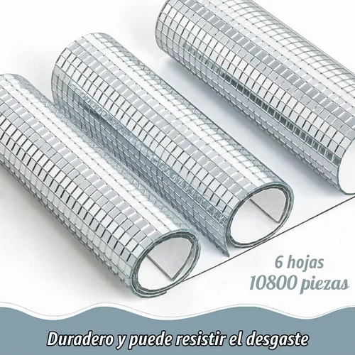 Vista 2 de 10800 piezas de azulejos de mosaico de espejo, azulejos de disco autoadhesivos de 5 x 5 mm, azulejos de disco de espejo cuadrado, pegatinas de bola