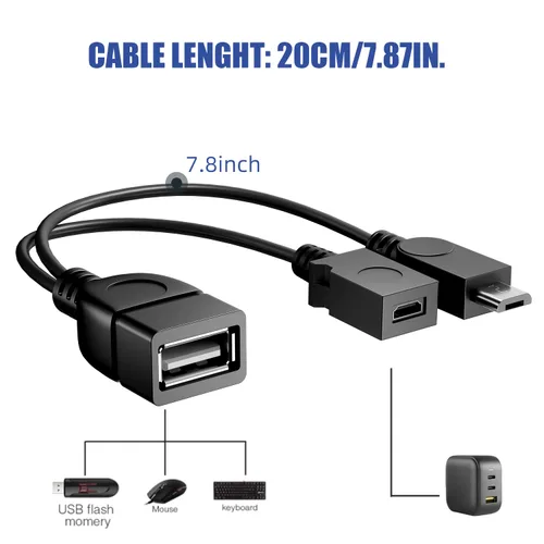 Vista 3 de Eanetf Cable OTG para fire Stick, cable micro OTG para Samsung Galaxy, Amazon Fire TV, compatible con LG HTC, Android, tableta, host micro USB