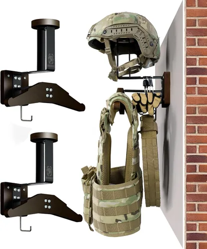 Vista 10 de OneTigris Soporte de Pared para Casco de Motocicleta, Soporte de Equipo Táctico con Soporte para Casco y Colgador de Portaplacas, Organizador
