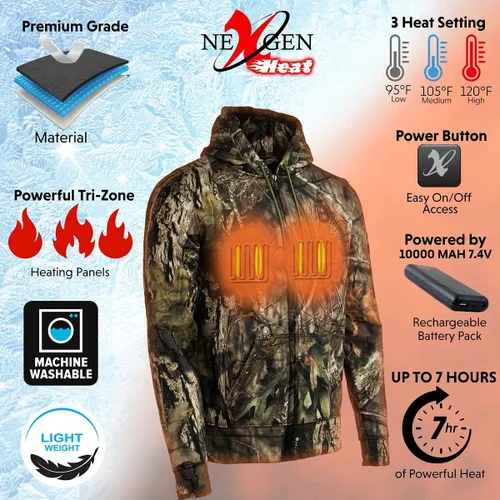 Vista 2 de Milwaukee Performance Sudadera con capucha con cremallera frontal de Mossy Oak 12 V con calefacción frontal y trasera Batería incluida