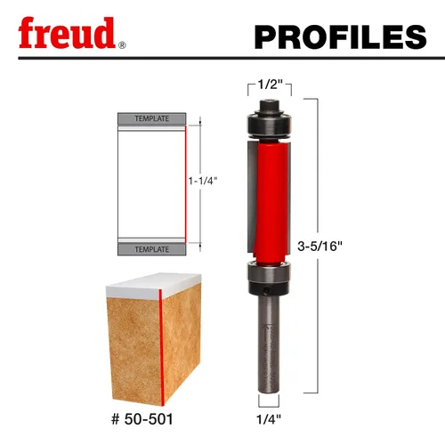 Vista 8 de Freud Broca de enrutador de rodamiento superior e inferior de 1/2 pulgada con carburo de alta densidad Tico para un máximo rendimiento, ideal
