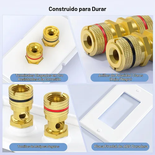 Vista 5 de Cable Matters Paquete de 2 placas de pared de alambre para altavoces, 2