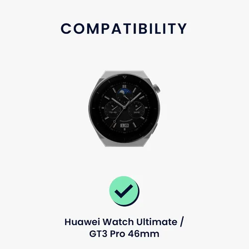 Vista 6 de kwmobile Correa compatible con Huawei Watch Ultimate / GT3 Pro de 1.811 in - Correa de reloj de silicona de repuesto - Negro