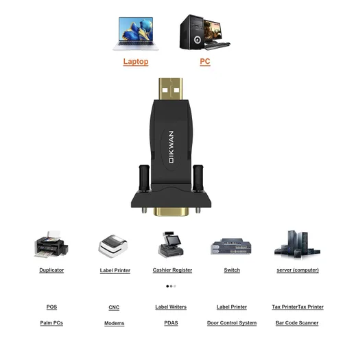 Vista 4 de Adaptador USB a serie RS232 con FT232, USB a RS232 chapado en oro DB9 convertidor hembra compatible con Windows 10, 8.1, 8, 7, Vista, XP, Linux