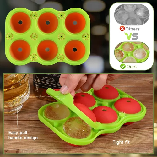 Vista 3 de Ice Cube Trays, Silicone Round Ice Ball Maker Mold, Big Whiskey Ice Ball Maker, Apples Ice Tray Mold for Cocktails, Bourbon, Freezer, Keep Drinks