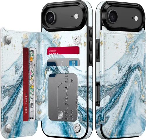 Vista 205 de LETO para iPhone 15 Pro Funda tipo cartera - Tapa tipo folio con patada - Diseños de moda - Tarjetero - Funda protectora para mujeres y niñas - 6.1
