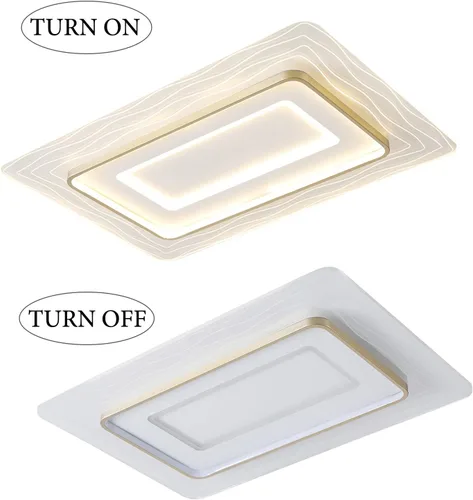 Vista 5 de Lámpara de techo empotrada moderna de 72 W LED regulable lámpara de techo rectangular con control remoto cerca de la lámpara de techo