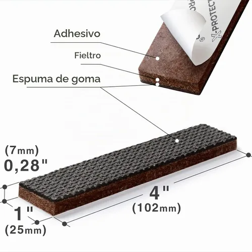 Vista 3 de X-Protector - Almohadillas antideslizantes para muebles, 8 piezas de goma de 1 x 4 pulgadas, tapones de patas de muebles para evitar deslizamientos