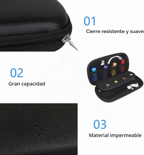 Vista 5 de Funda para dispositivos digitales impermeable para tarjetas de memoria, doble capa, todo en uno, diseñada para discos duros externos, unidades flash