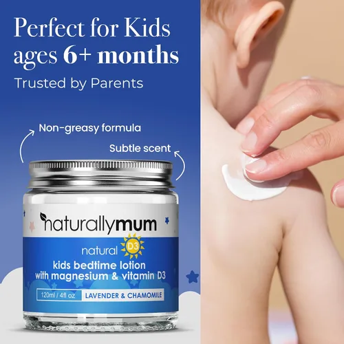 Vista 6 de NaturallyMum Loción de magnesio para niños con vitamina D Apoyo para la salud del sueño, corazón, hueso, nervio, intestino y músculo Alternativa