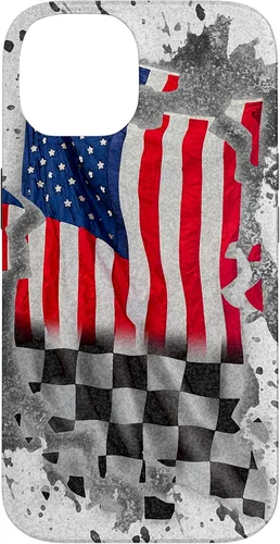 Vista 4 de Funda para iPhone 16 Car Racing Bandera Americana Pit Crew