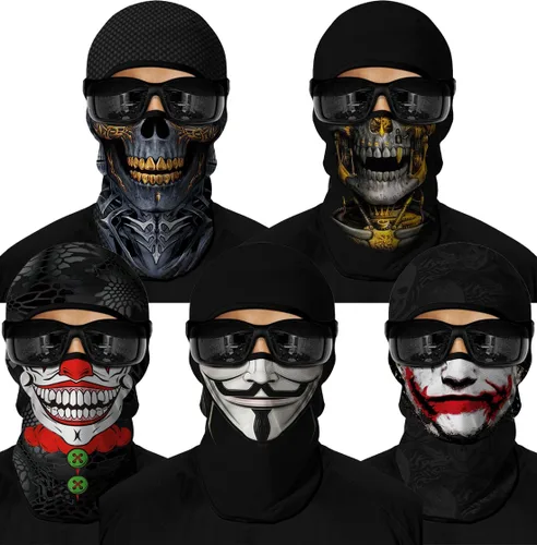 Vista 36 de Pasamontañas 3D, máscara de cara completa, resistente al viento, máscara de esquí con calavera táctica para motocicleta, ciclismo, Halloween 4