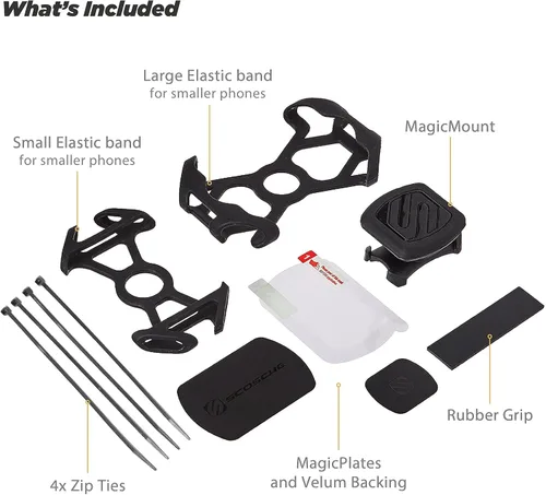 Vista 2 de Scosche MBM2SMI MagicMount Soporte magnético para teléfono para bicicleta, ajuste universal, 360 vistas, bandas elásticas de goma ajustables