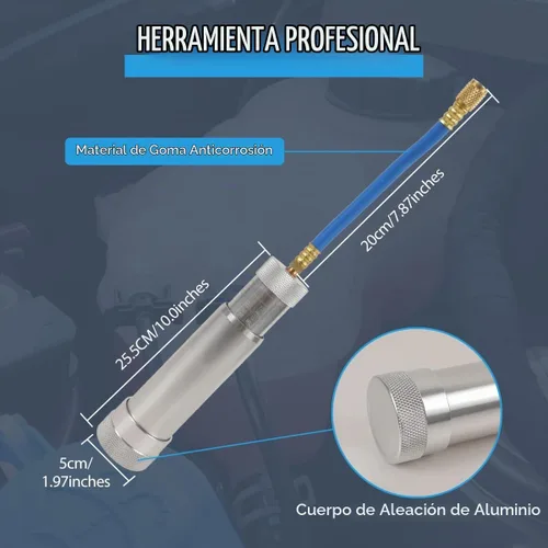 Vista 7 de CMTOOL Herramienta inyector de aceite y tinte de CA con escala, kit de inyector de aceite para compresor R134A, kit de aire acondicionado