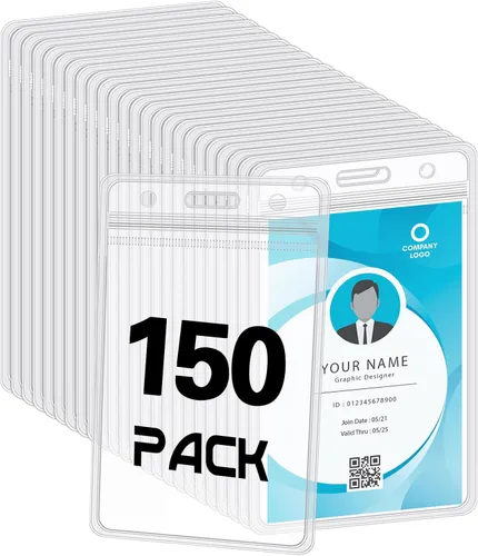 Vista 10 de Paquete de 200 portatarjetas de identificación verticales, transparentes