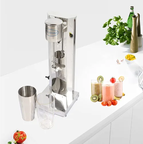 Vista 7 de Mezclador de leche de acero inoxidable, mezclador de bebidas eléctrico plateado, mezclador de leche profesional, mezclador de barra con tazas