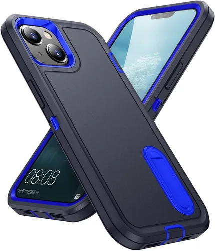 Vista 33 de IDweel Funda para iPhone 15 con soporte, protección resistente a los golpes, antiarañazos, delgada, ligera, protectora resistente, funda rígida
