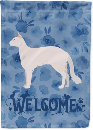Vista 244 de Caroline's Treasures CK4813CHF - Bandera de bienvenida con gato abisinio azul, manga grande, para porche, para colgar en la pared, poliéster