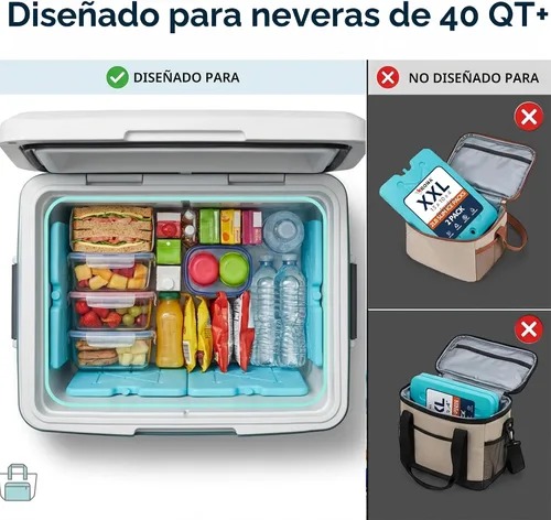 Vista 3 de Kona - Paquetes refrigerantes, no requieren hielo, reutilizables, de larga duración (-5C), grandes y delgados, se congelan en 25 minutos.
