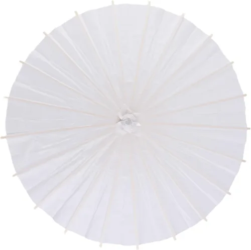 Vista 6 de Paquete de 2 paraguas decorativo chino/japonés de papel, pintura blanca, paraguas decorativo para boda, novia, fiesta, decoración de fotos, cosplay