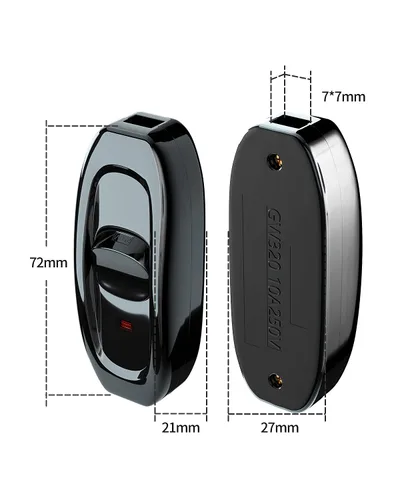 Vista 7 de Interruptor de electrodomésticos, botón de encendido/apagado, lámpara de mesa, luz de escritorio, interruptor de cable en línea, 250 V, 10 A, negro