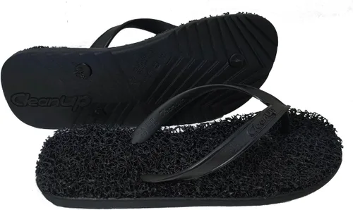 Vista 5 de CLEANUP Chanclas Hombres Negro Clásico Plano Exfoliante, Masaje y Relajante Sandalias de tanga cómodas y ligeras Fibras 100% veganas reciclables