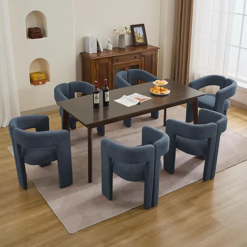Vista 19 de adochr Modernas sillas de comedor de barril, silla de comedor tapizada de lino con patas de madera, sillas decorativas con brazos, cómodos sillones