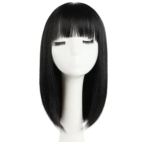 Vista 13 de Pelucas Bob con flequillo, peluca de cabello castaño rojizo de 10 Caoba