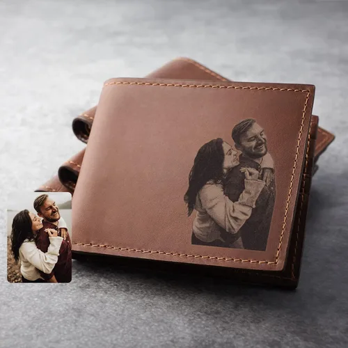 Vista 7 de RUGGEDGIFTS - Cartera de piel personalizada con foto de mascotas, billetera de piel auténtica, billetera plegable con foto grabada de perro y gato