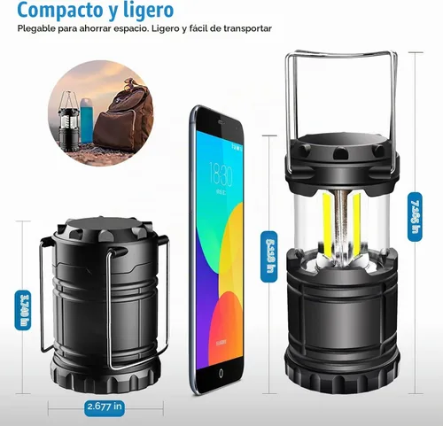 Vista 2 de EXTRASTAR Paquete de 2 luces LED operadas por batería, lámpara portátil de batería para supervivencia, linterna de camping impermeable, adecuada