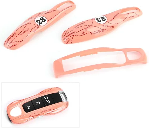 Vista 3 de Carcasa para llave de coche, funda de cerdo rosa para llave de automóvil, funda protectora rosa compatible con Cayenne 911