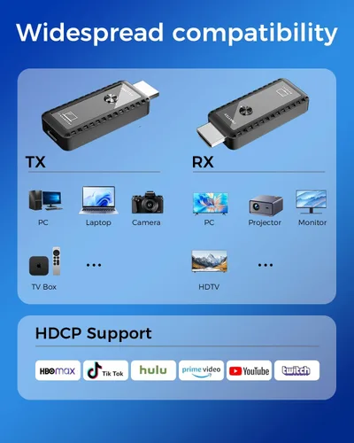 Vista 4 de Transmisor y receptor HDMI inalámbrico de 328 pies/328.1 ft, kit de extensor HDMI inalámbrico, Plug & Play, soporte de decodificación 4K 2.4/5G