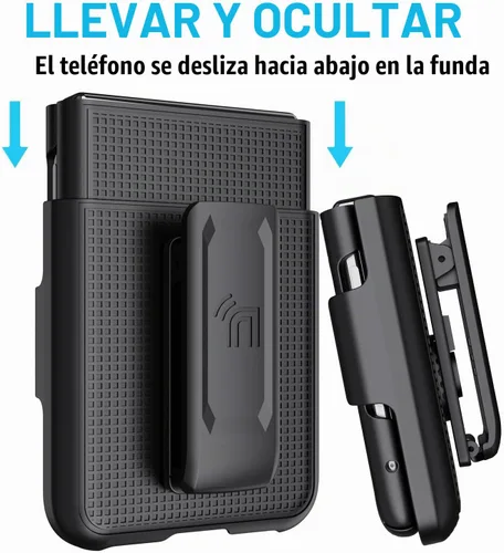 Vista 5 de Combo de funda para Motorola RAZR Plus 2023 Funda de teléfono con clip para cinturón - Negro