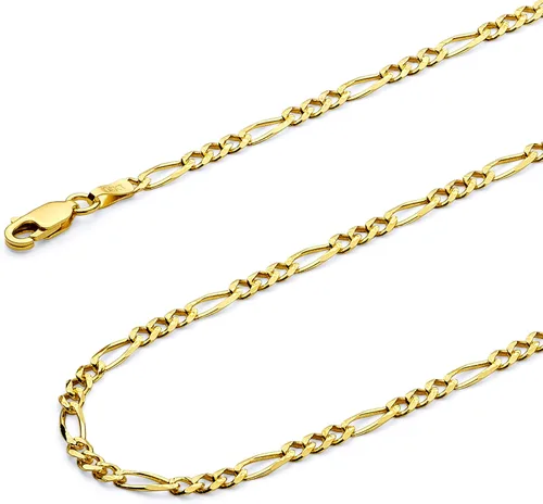 Vista 8 de Wellingsale Cadenas Figaro de oro macizo de 14 quilates (opciones seleccionadas)
