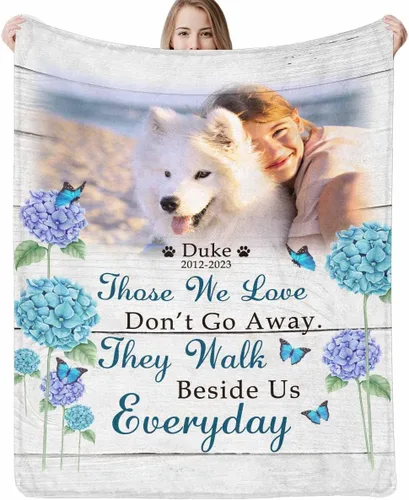 Vista 29 de Manta personalizada con imagen, mantas de memoria personalizadas para perros, hechas en Estados Unidos, imagen personalizada para pérdida de 1 Foto