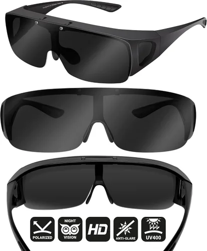 Vista 4 de BLUPOND KNIGHT VISOR Wrap Around Oversized Sunglasses - Fit Over Safety Glasses with Flip Up