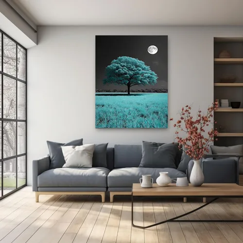 Vista 3 de VOCBAN Abstract Tree Landscape Painting On Canvas Poster Wall Artworks Pictures Living Room and Bedroom Picture Prints for Walls(blue blue 109