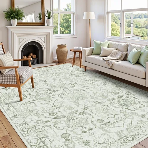 Vista 38 de Alfombra de área pequeña de 2 x 3 pulgadas, color beige, para entrada, baño, cocina, antideslizante, de pelo bajo, lavable, moderna alfombra bohemia