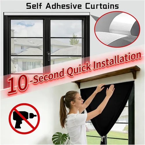 Vista 3 de Cortina opaca adhesiva, tratamiento completo de ventana de oscuridad para oficina en casa