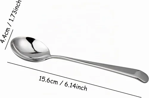 Vista 2 de IMEEA Cucharas de postre de acero inoxidable de 6 pulgadas, cucharas de sopa redondas para arroz, helado y cereales, SUS304, juego de 4