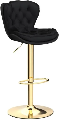 Vista 5 de Taburete de bar moderno giratorio de altura de pub, silla de comedor alta con asiento de terciopelo, respaldo, taburete hidráulico sin brazos, Negro