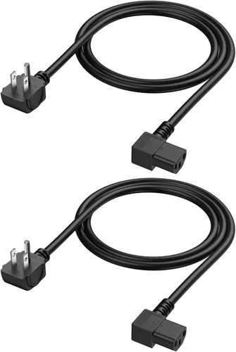 Vista 8 de CableCreation Cable de alimentación de 3 pies para cable angular NEMA 5-15P a IEC320 C13 Cable de alimentación universal de 3 pies 18 AWG