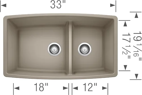 Vista 3 de Fregadero Blanco Performa Silgranit II Cascada., 441315 Trufa