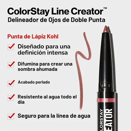 Vista 5 de REVLON Delineador líquido y lápiz Kohl ahumado, maquillaje de ojos ColorStay Line Creator, impermeable y resistente a la transferencia, opaca, 0.004
