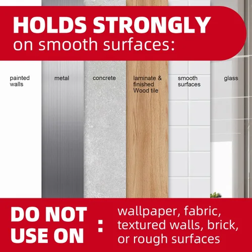 Vista 6 de Ganchos de pared para colgar de servicio pesado, 12 grandes autoadhesivos de pared con 16 tiras sin daño, adhesivo transparente para llaves, ducha